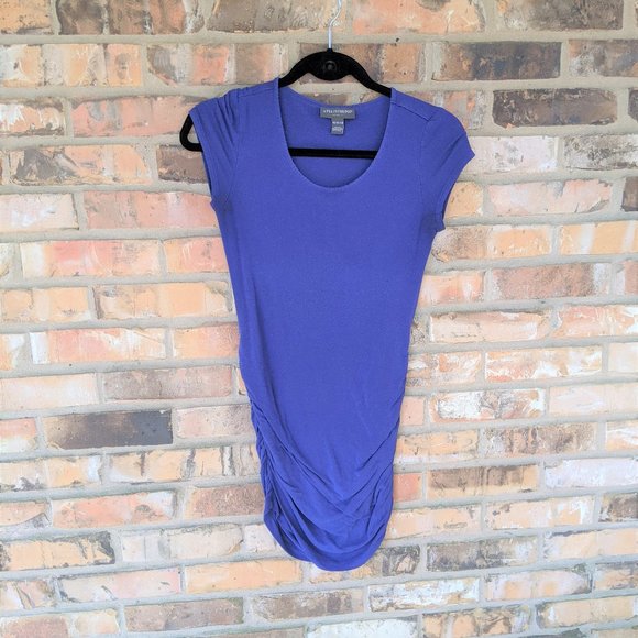 A Pea in the Pod Tops - Pea in a Pod Maternity Shirt (XS) - Navy Blue Swoop-neck